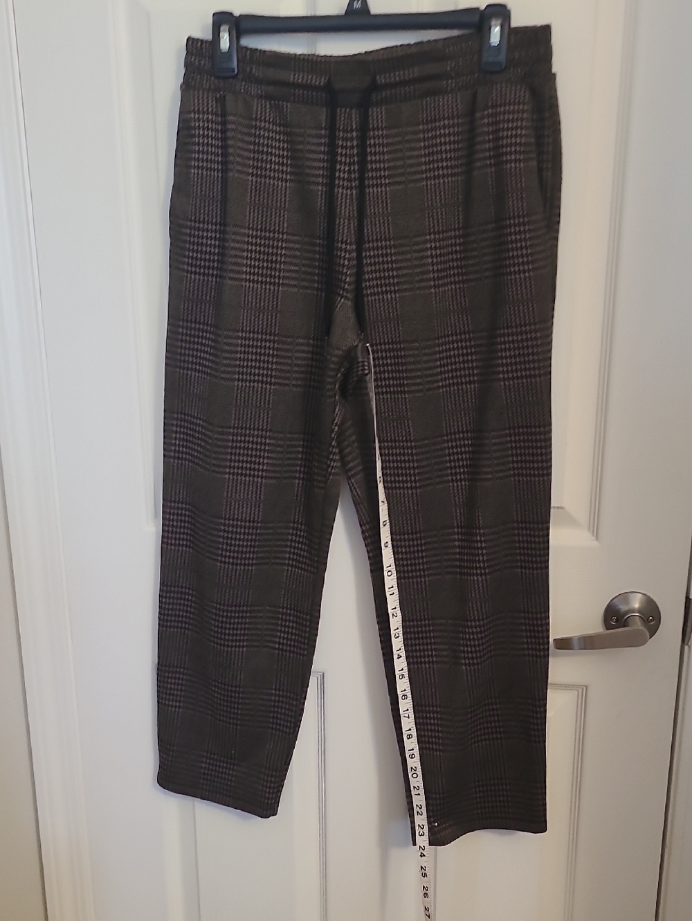 a new day Women's Gray Plaid Pull-On Dress Pants